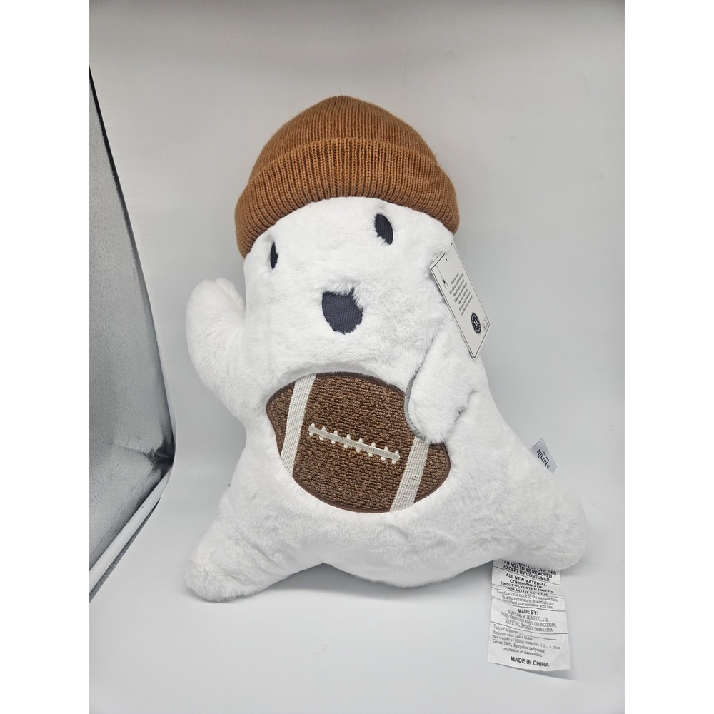 Martha Stewart Ghost Shaped Pillow with Football and Beanie Soft Plushie NEW!